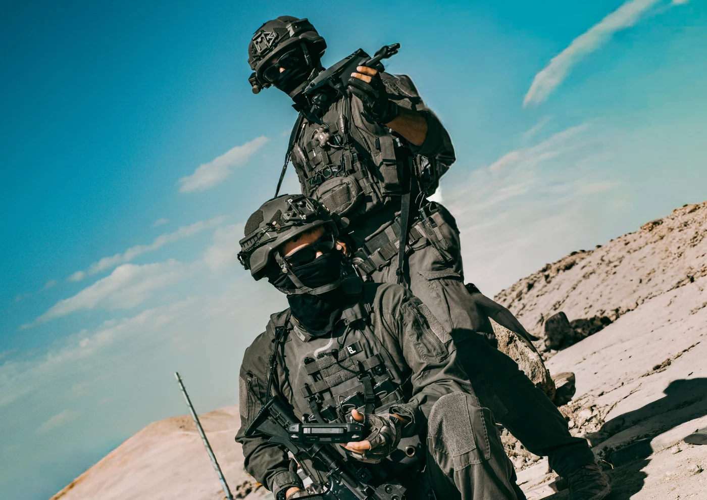 A Duvdevan sniper team in camouflage positioned during Operation Break the Wave, 2022 to 2023.